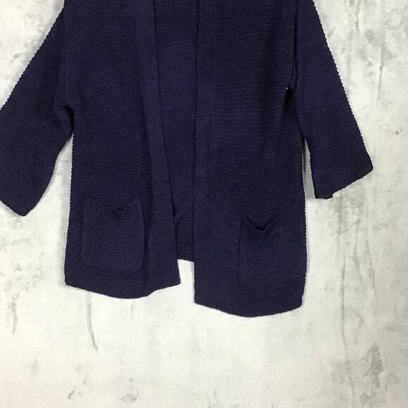 CENY Womens Cardigan Medium Blue Open Front Long Sleeve Pockets Acrylic Nylon - Picture 11 of 16